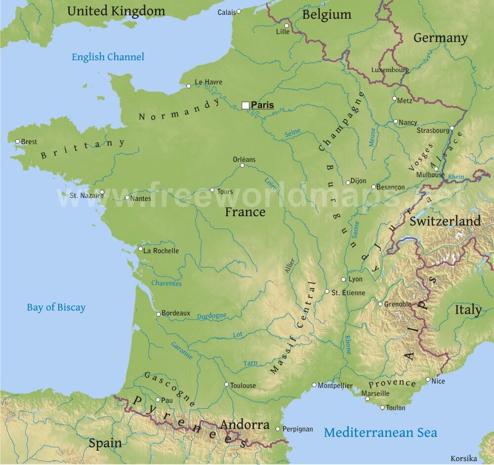 France Physical Map How To Shop For Thrift Store Fashion Finds